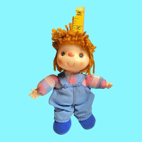 Vtg House of Lloyd Small Lollipop Doll Orange Yarn Hair Boy 8” Overalls Label - Picture 7 of 9